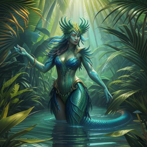 Yacumama Emerges from Amazon River in Golden Light