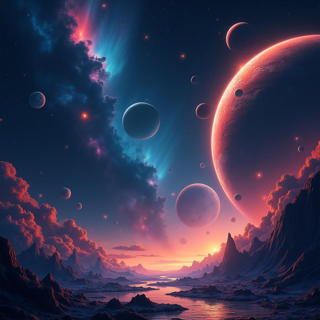 Mystical Realm in Space: A Retro-Futuristic Odyssey