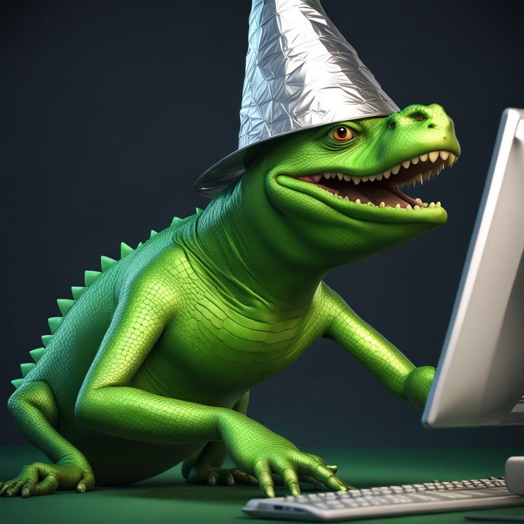 Pixar Lizard Concept Art with Tin Foil Hat