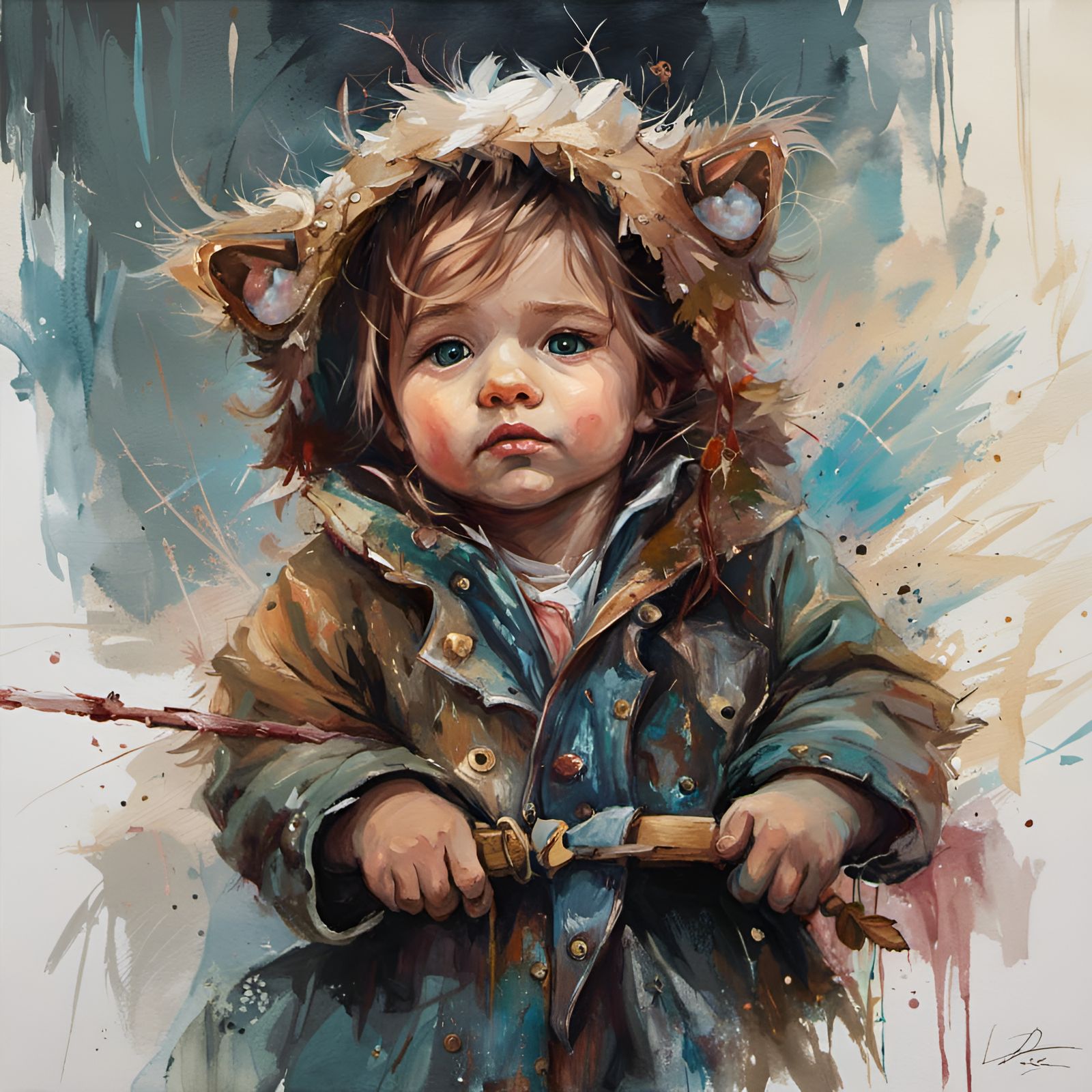 Adorable Character Design as Oil Painting