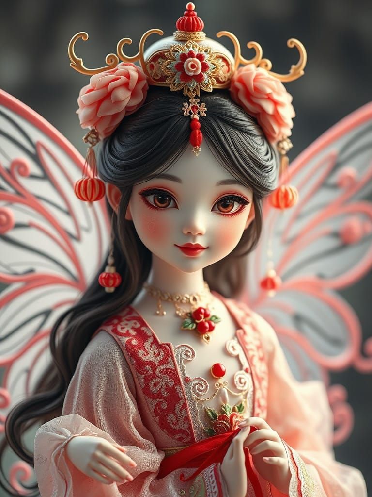 Elegant Yule Fairy in Chibi Art Style