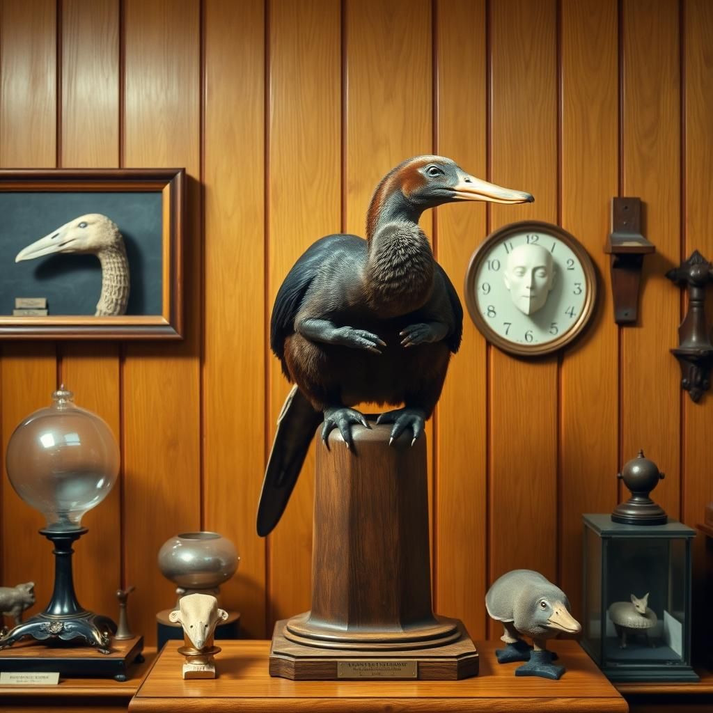 Taxidermied Platypus Displayed Among Museum Artifacts
