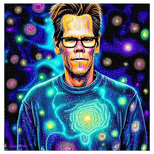 Cosmic Portrait with Luminous, Colorful Sparkles