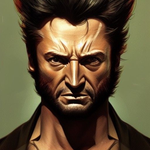 Wolverine Portrait in Hyperdetailed Art Nouveau Style
