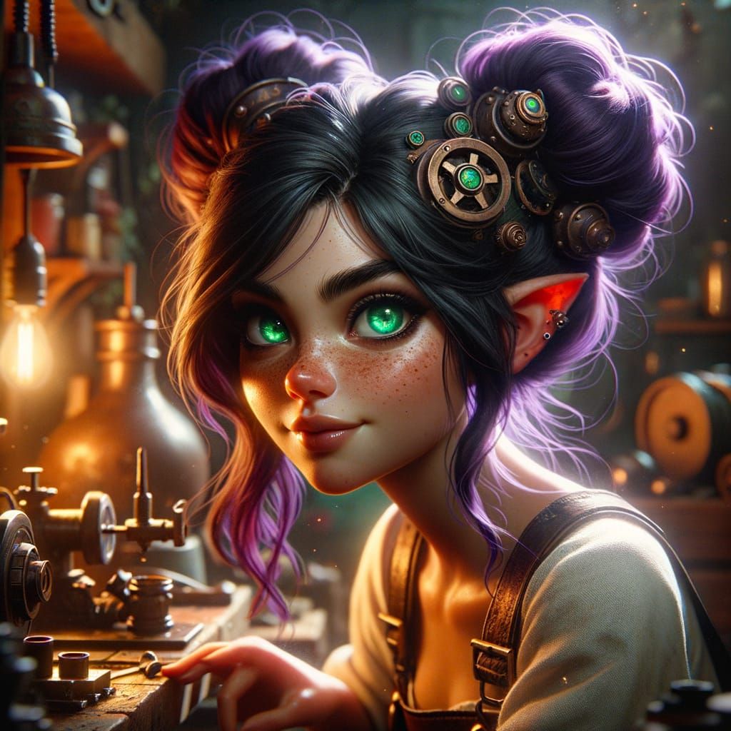 Gnome Artificer in Enchanted Workshop