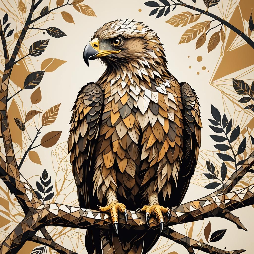 Baby Eagle Typography Art: Ink Illustration