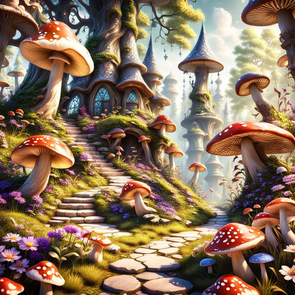 Enchanted Fairy Village in Mystical Forest