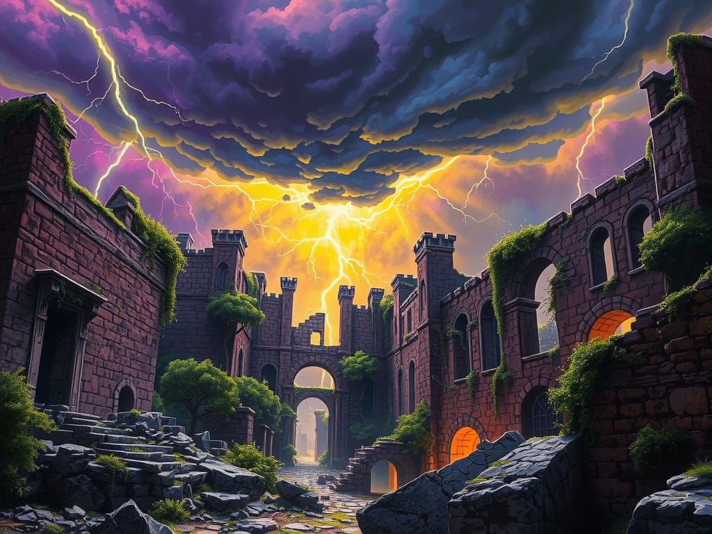 Ruins Illuminated: Dark Fantasy City in Tempest