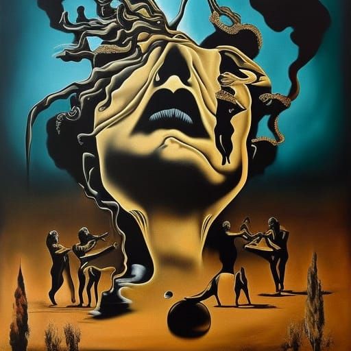 Surreal Bloodied Hands in Salvador Dali Style