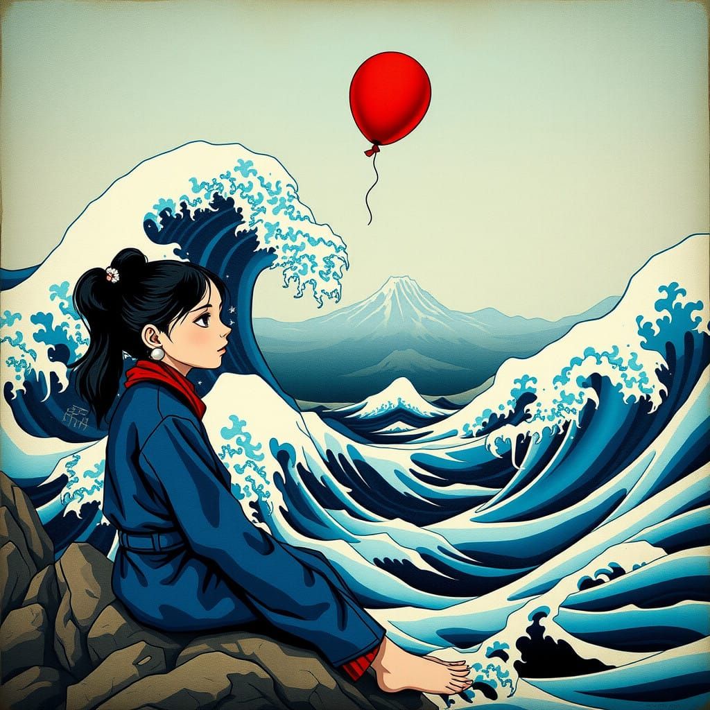 Hokusai / Bansky: Girl with a Pearl Earring