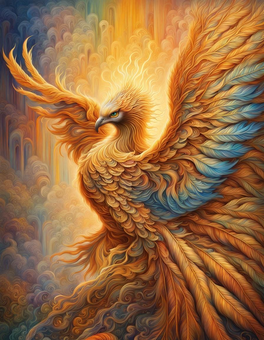 Golden Firebird in Art Deco Style