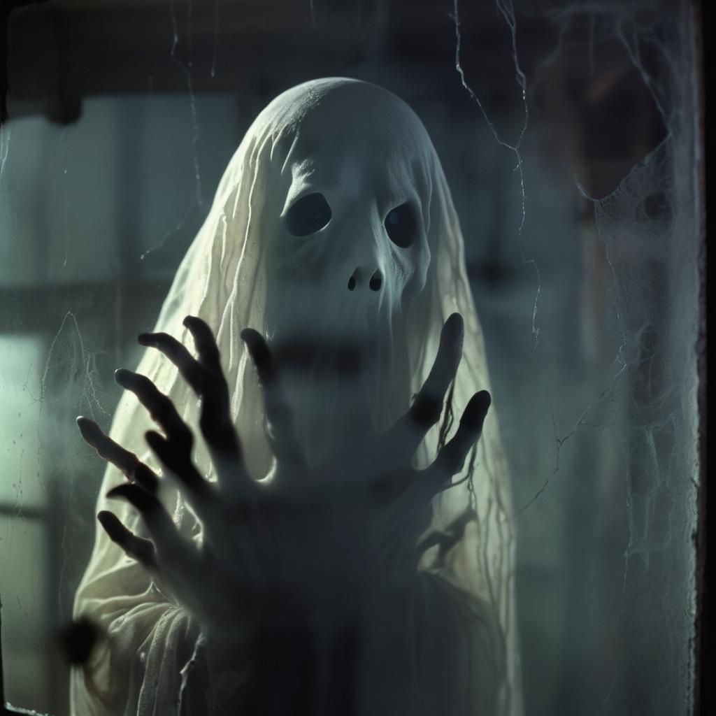Eerie Ghost Peers Through Grimy Basement Window
