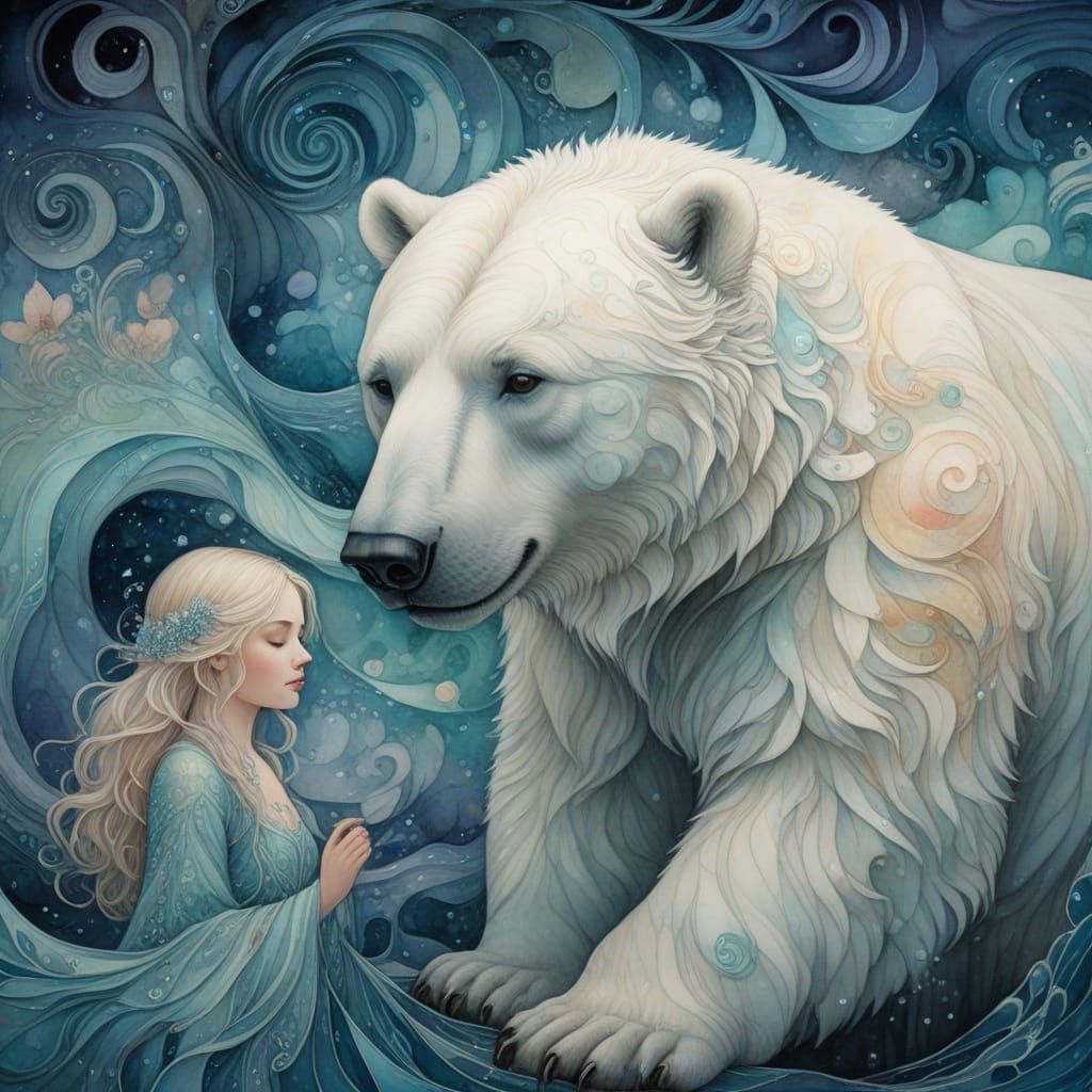 Whimsical Encounter in an Art Nouveau Dreamscape