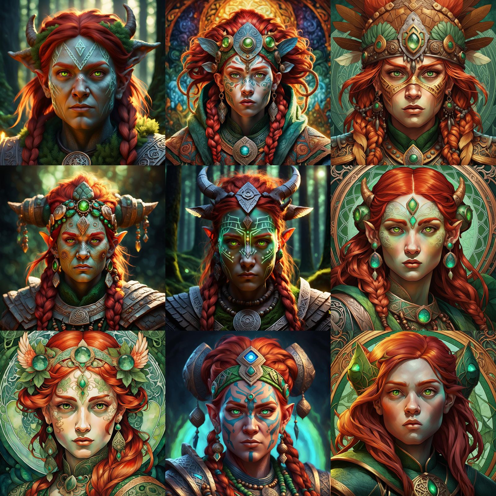 Red-Haired Dwarf Shaman Portrait in Digital Art Style