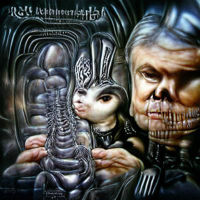 white rabbit adrenochrome  beautiful H.R. Giger psychedelic surrealism