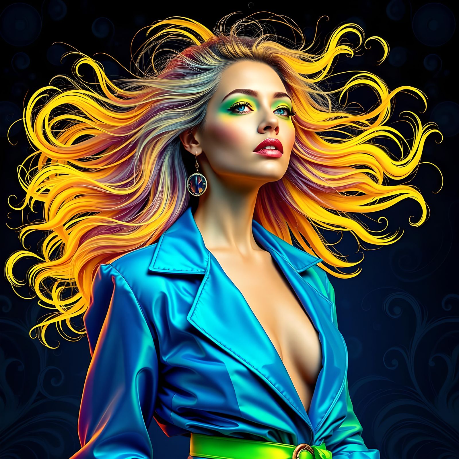 Woman in Fluorescent Colors: A Vibrant Portrait