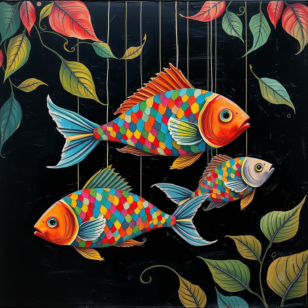Dynamic Fish Mobile Sculpture with Intricate Details