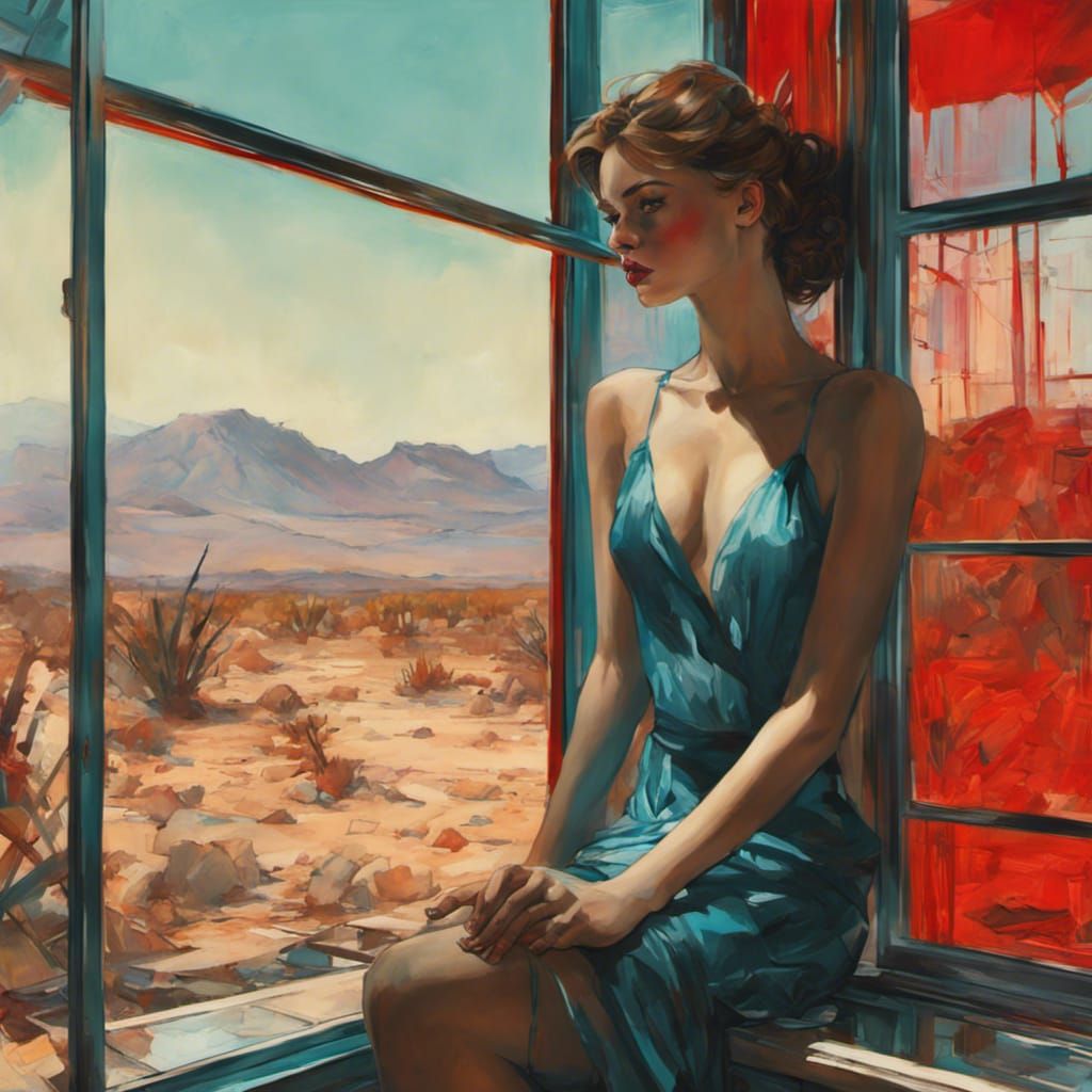 Hazel-Haired Girl in Glass House: 19th Century Portrait