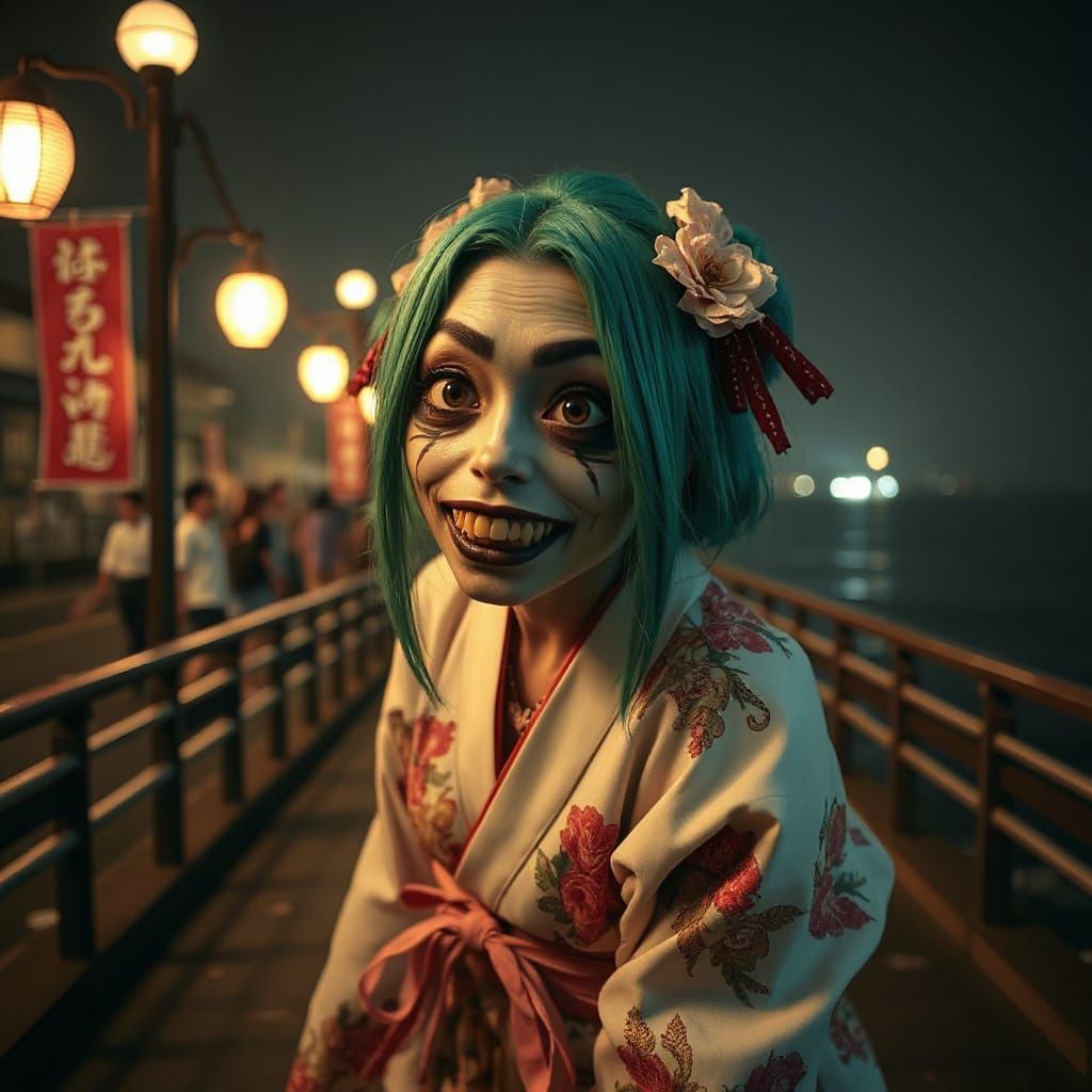 Gyaru Yokai Kuchisake-onna in Kimono