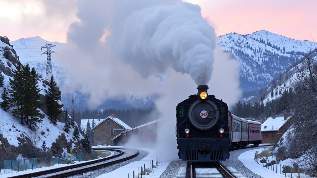 Steam Locomotive Chugs Up From Canyon Depths