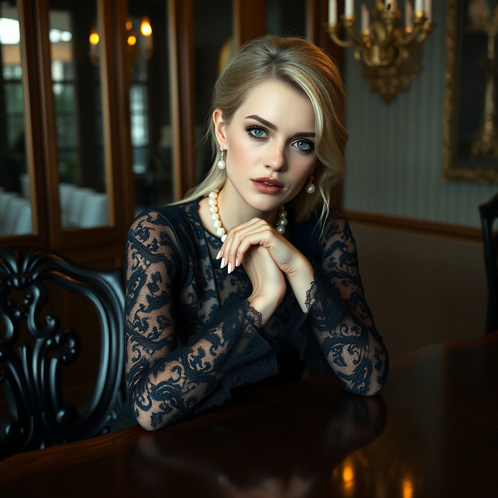 Blond Woman in Lace Dress, Fantasy Concept Art