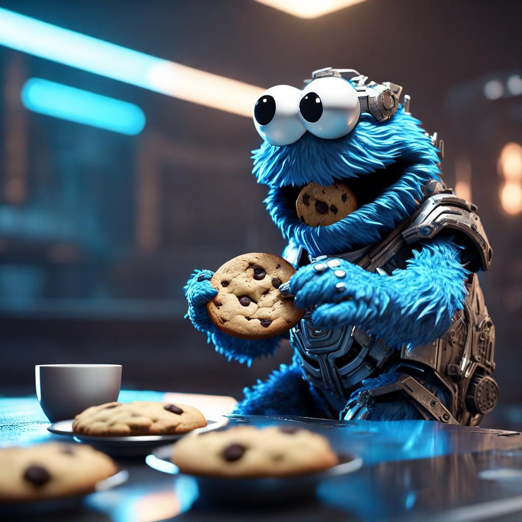Cookie Monster in Cyberpunk Armor Mech