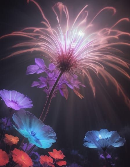 Dark Abstract Macro-Flora in Grunge Oil Painting