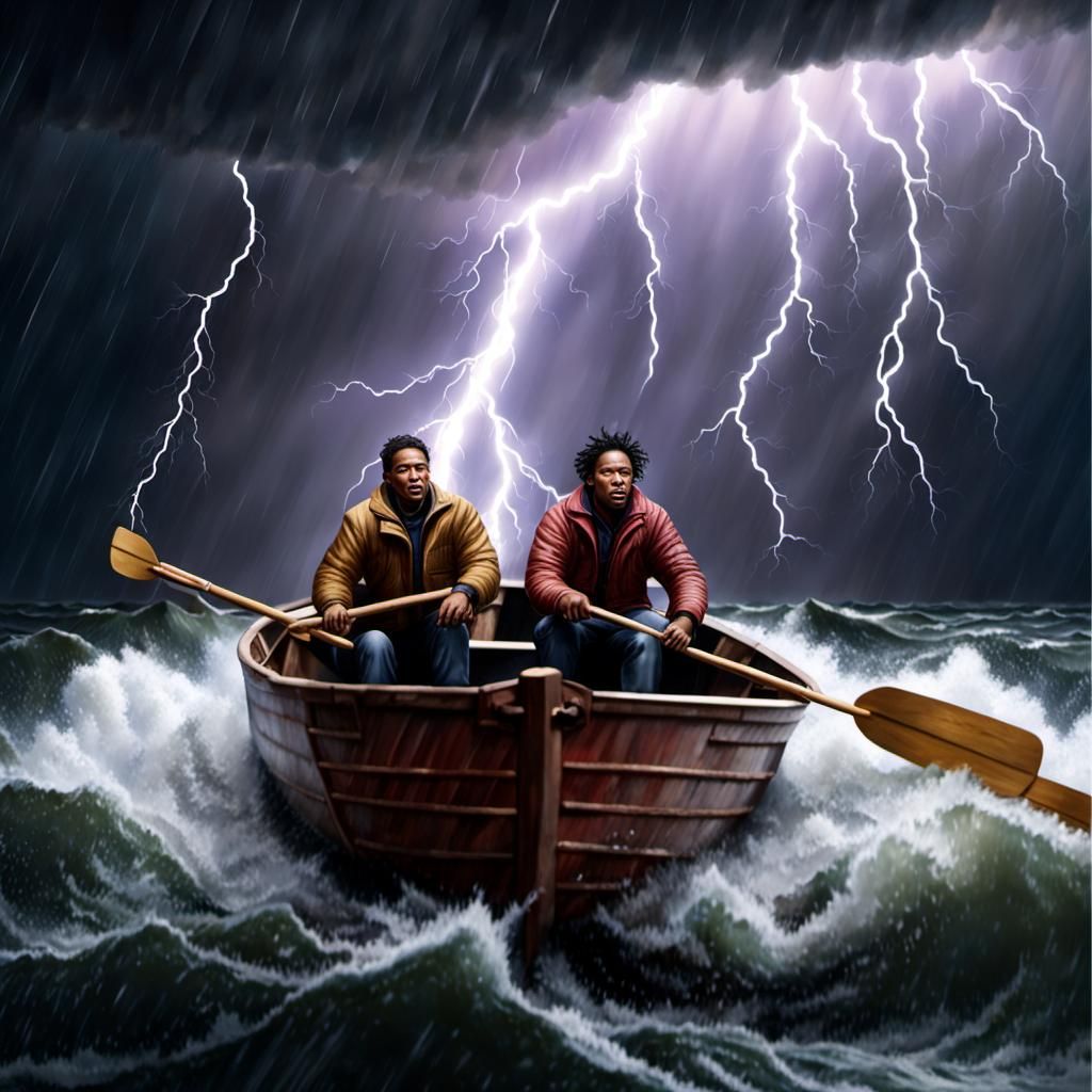 Rowboat in a Storm: Ultrarealistic, Detailed Faces