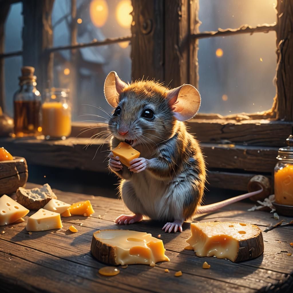 Adorable Baby Mouse Feast: Fantasy Concept Art