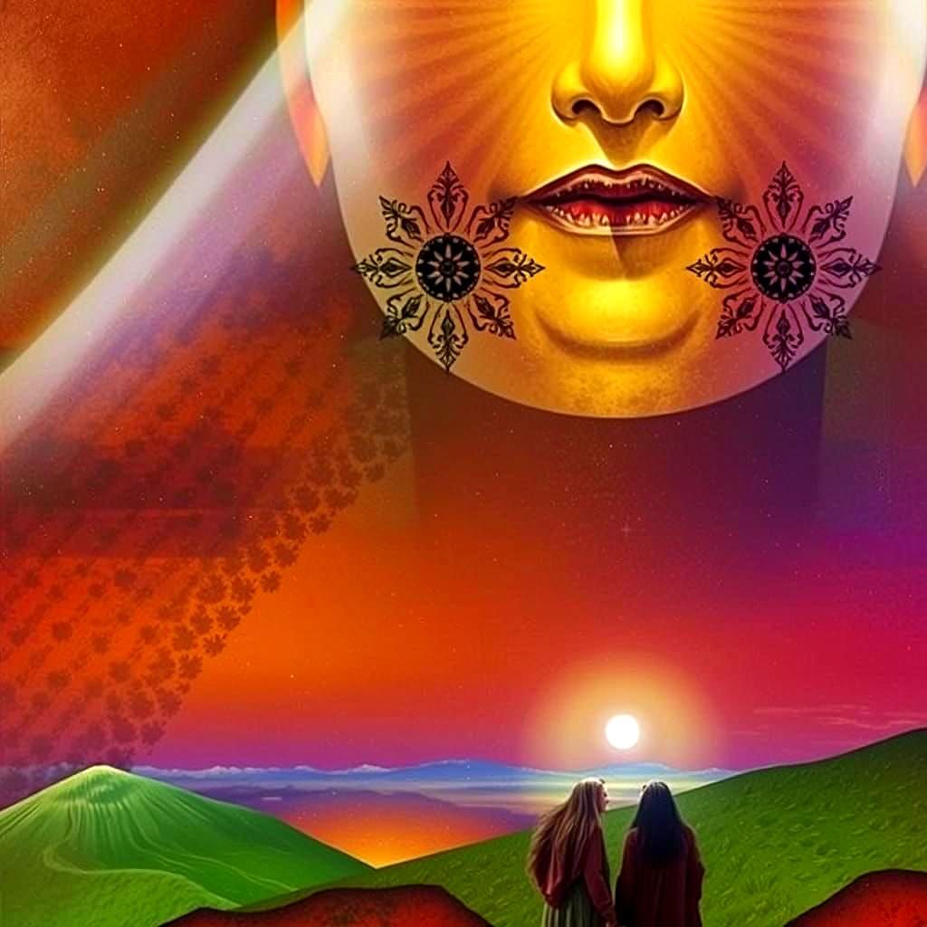 Golden Face Appears Above Sunrise