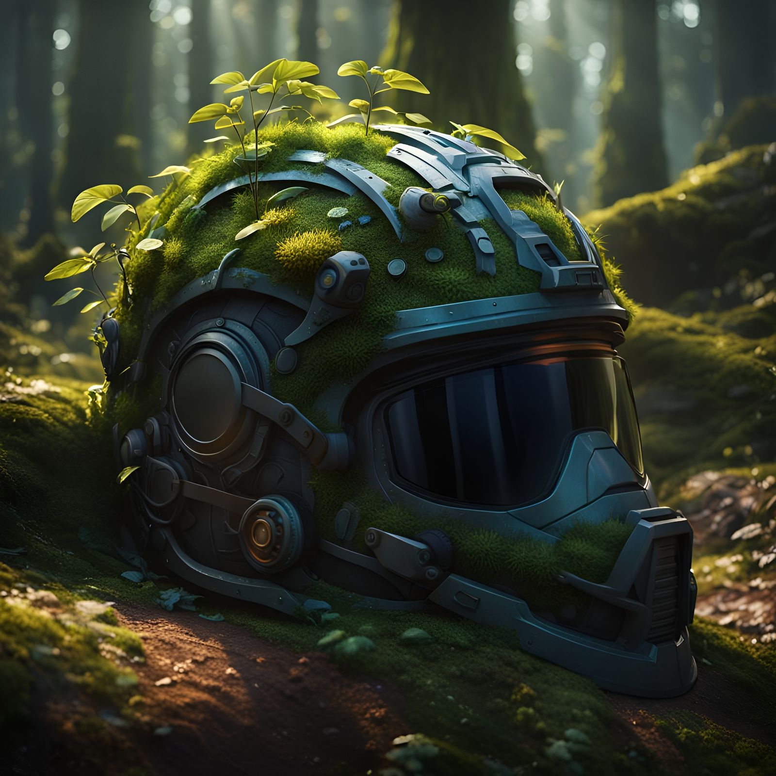 Forest Helmet: Fantastical Matte Painting in 8K