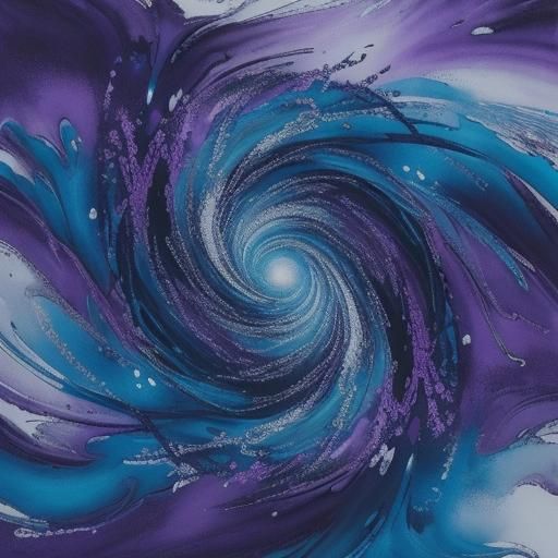 Alcohol Ink Abstract Landscape in Midnight Sky