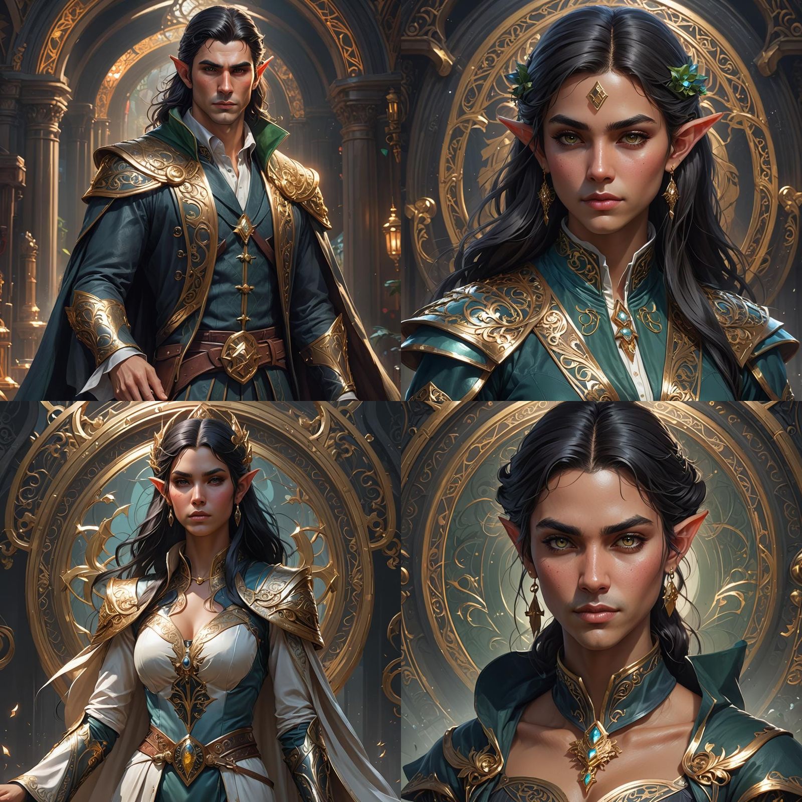 Gangster Elf Sorcerer Portrait in Art Nouveau Style