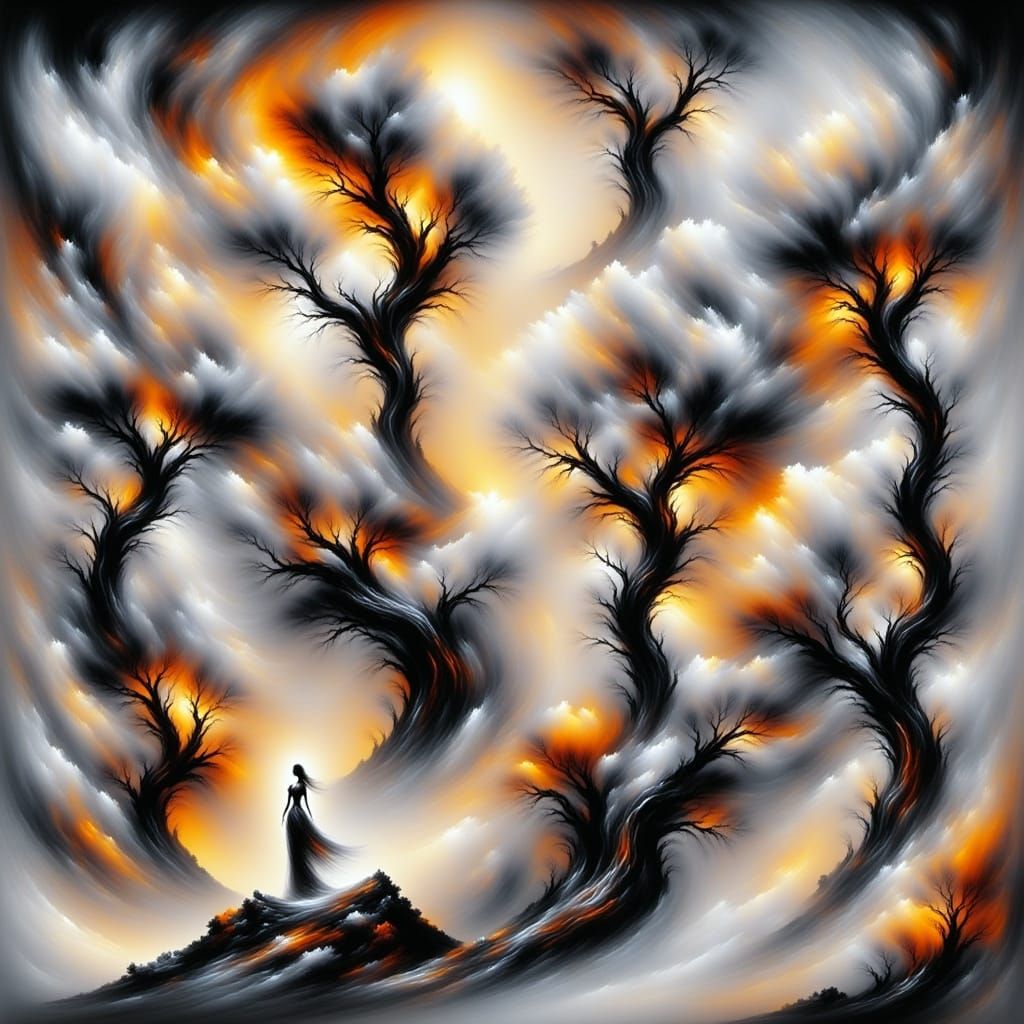 Mystical Woman Enchants with Tribal Tattoos and Majestic Bir...