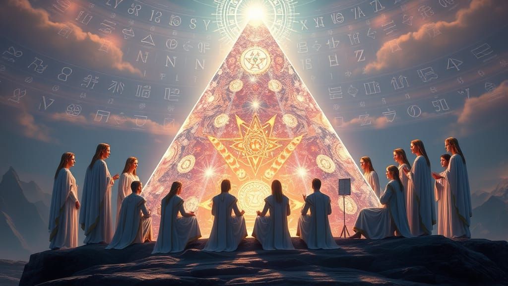 High Council Meeting in Crystalline Pyramid, Visionary Art