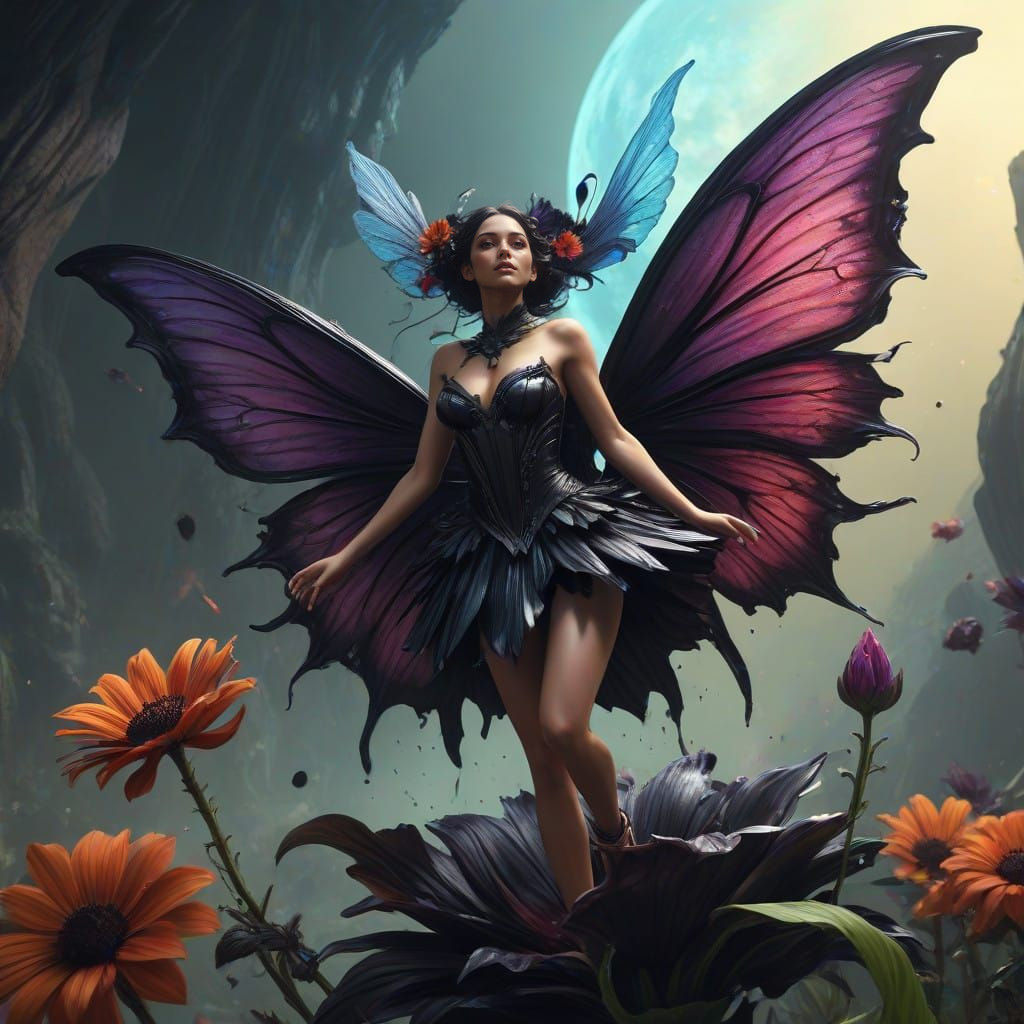 Glowing Fairy in Cosmic Bloom