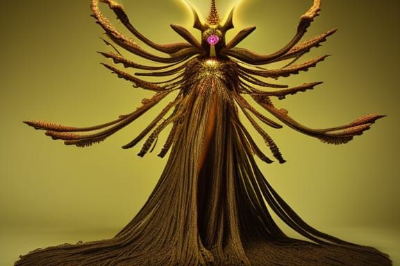 Celestial Woman in Surreal Fritillaria Star, Realistic Photo...