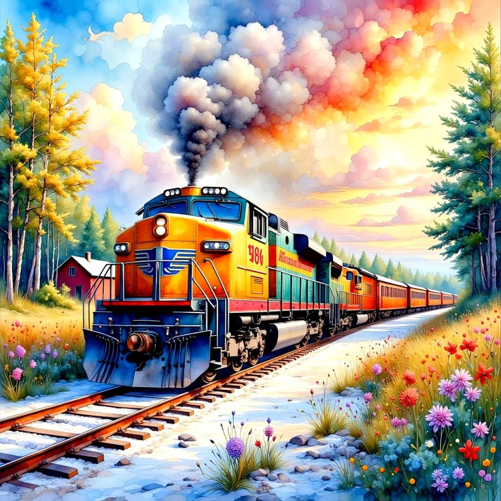 Seasonal Transition Mosaic in Watercolour Style