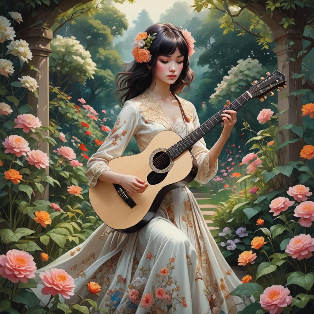 Guitar Creates Landscape in Ethereal Garden Art