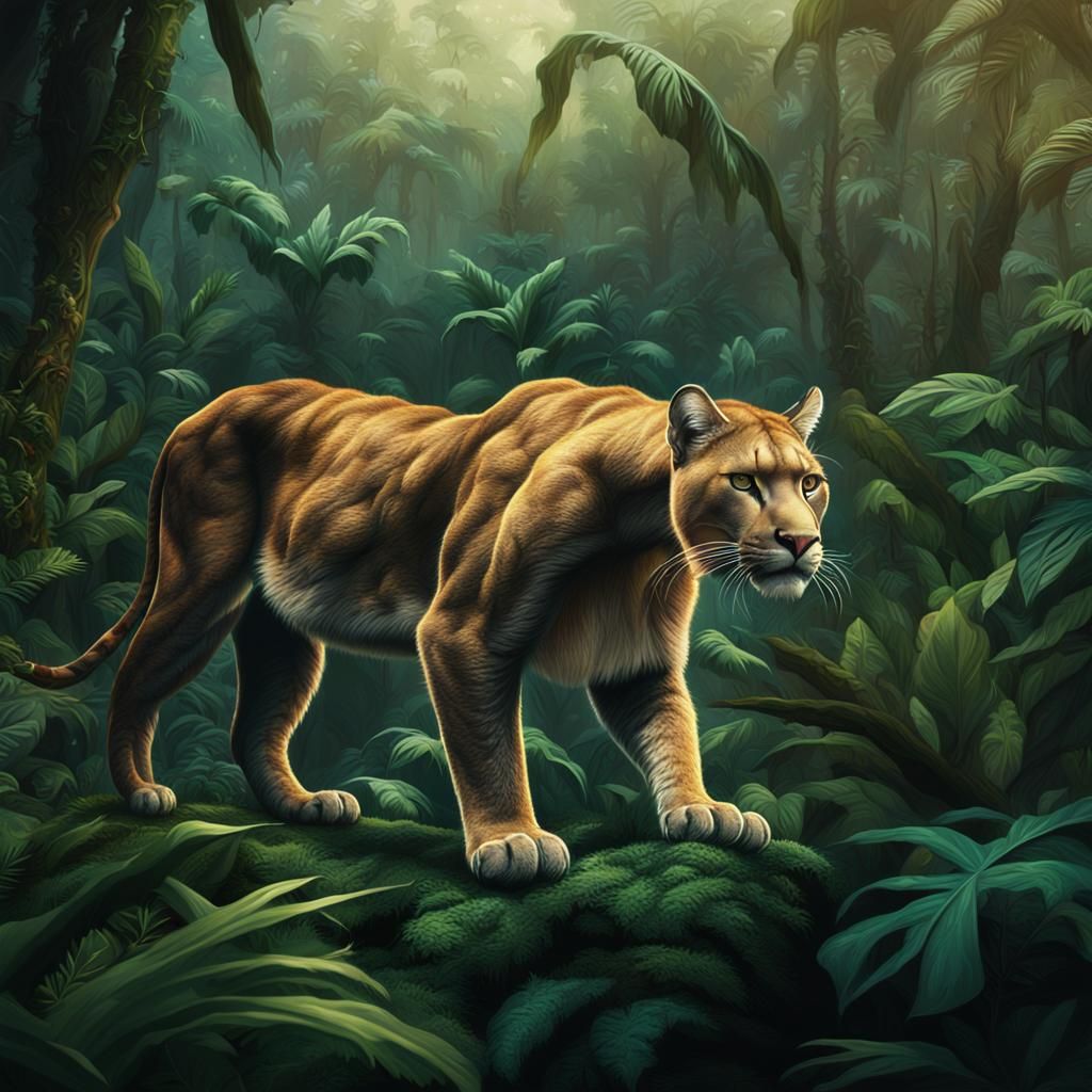 Puma in Jungle: Epic Digital Matte Painting