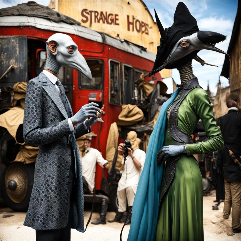 Surreal Alien Restaurant Celebration: Hyperrealistic Photogr...