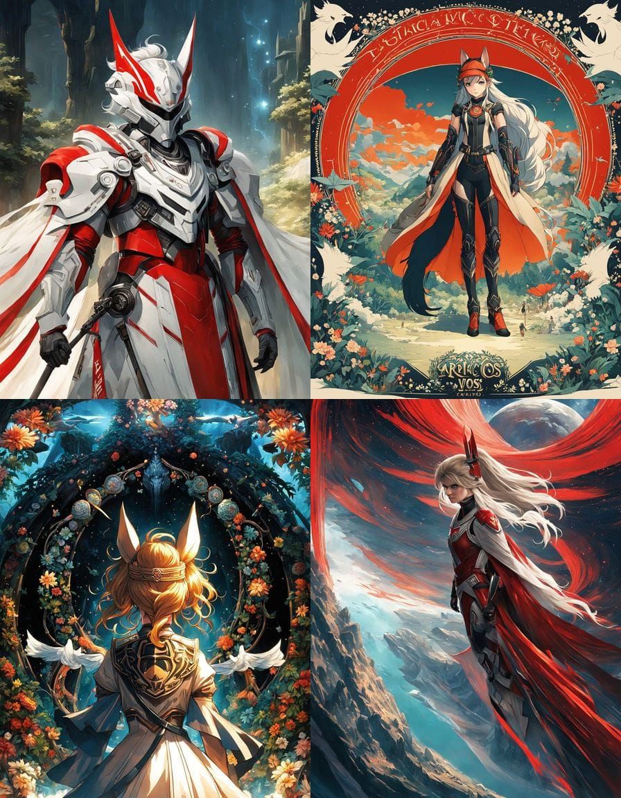 Wolf-Human Hybrid Warrior in Red and White Armor