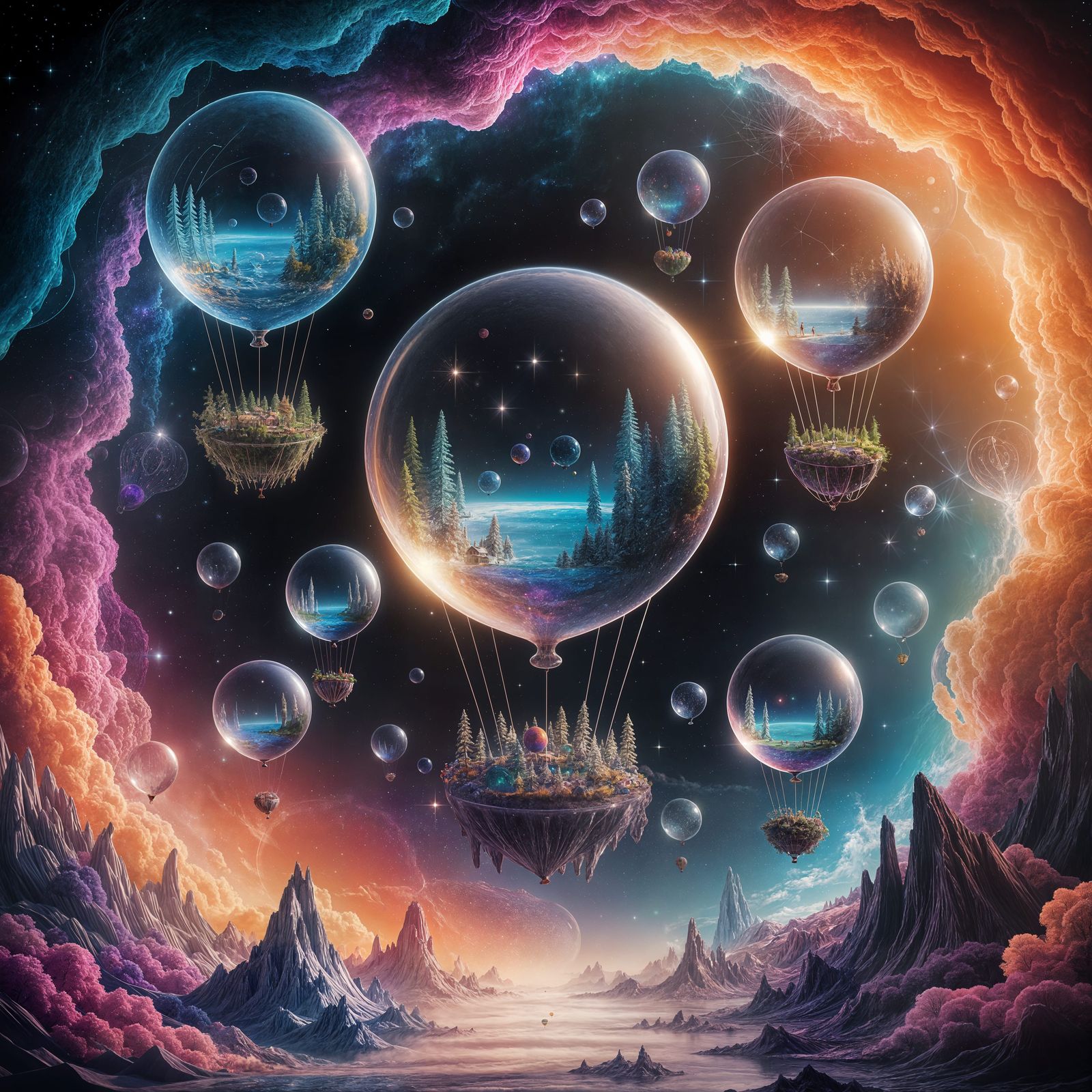 Cosmic Balloons: Tiny Worlds in Holographic Illustration