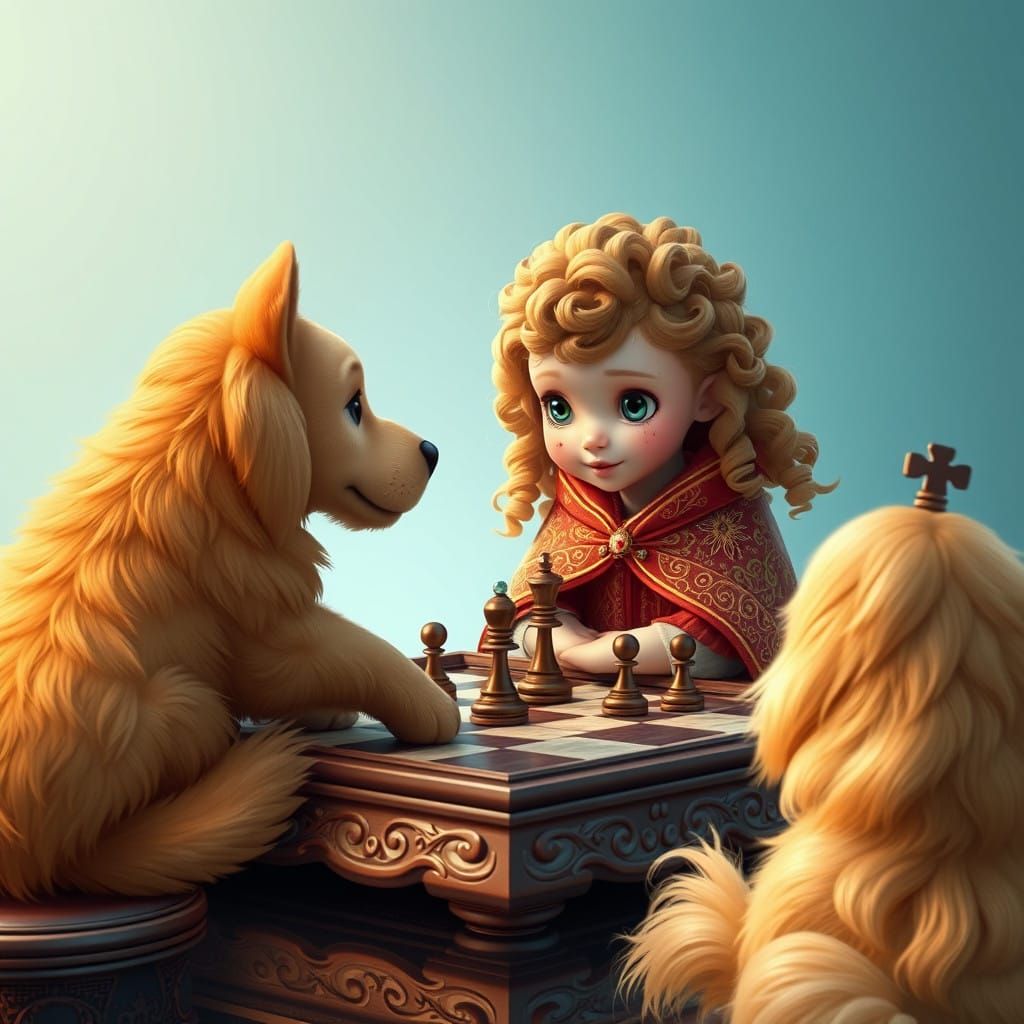 Enchanted Chess Match in a Fantasy Realm