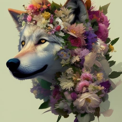 Wolf of flowers