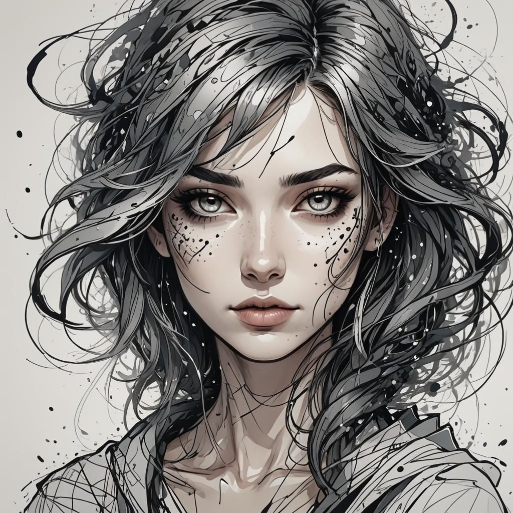 Stylized Portrait in Doodle Art Style