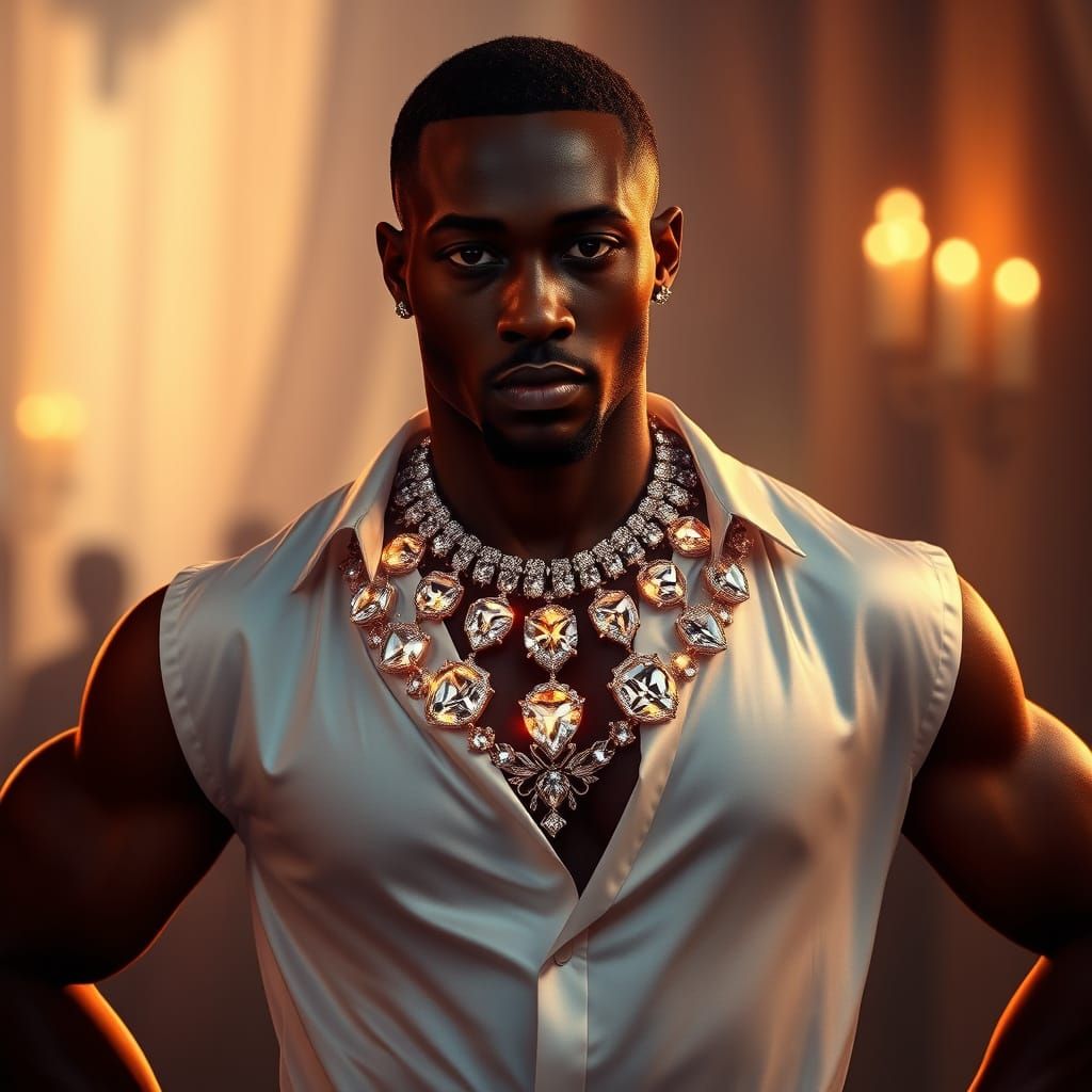 Confident African Gentleman with Radiant Diamond Accents