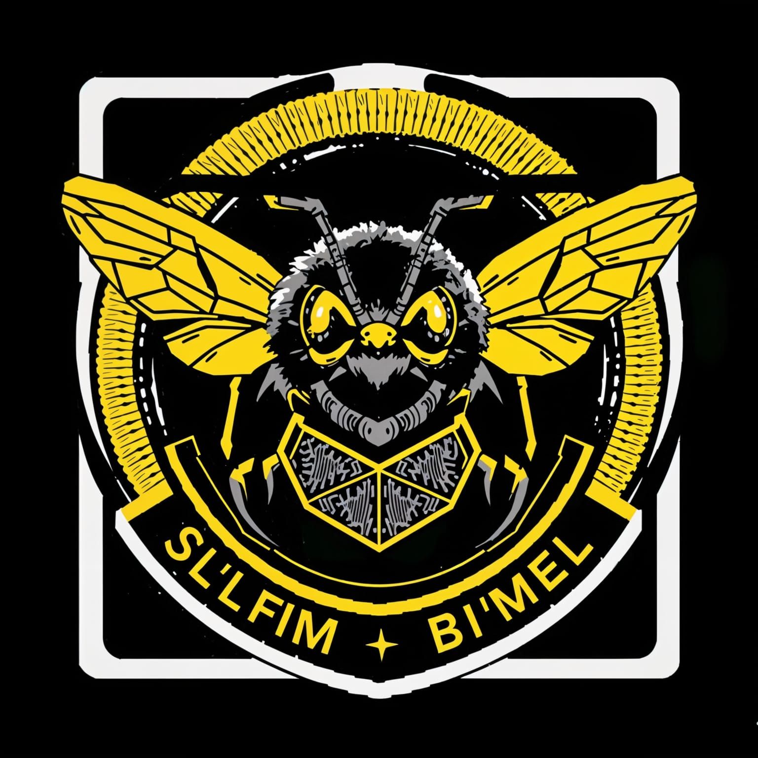 Sleepy Bumblebee Pilot Emblem with Sci-Fi Theme