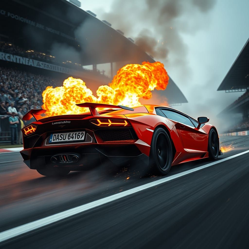 Lamborghini Aventador Engine Explodes in Flames