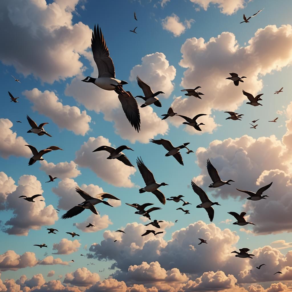 Geese Fly South in Animated 3D Render